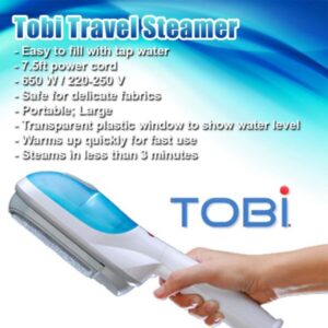 Portable TOBI Steamer Iron – Fast Heat Garment Steam Iron for Clothes, Curtains & Travel Use