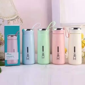 Premium 400ml Glass Mini Vacuum Flask Bottle with Loop – Temperature Resistant (Random Color)