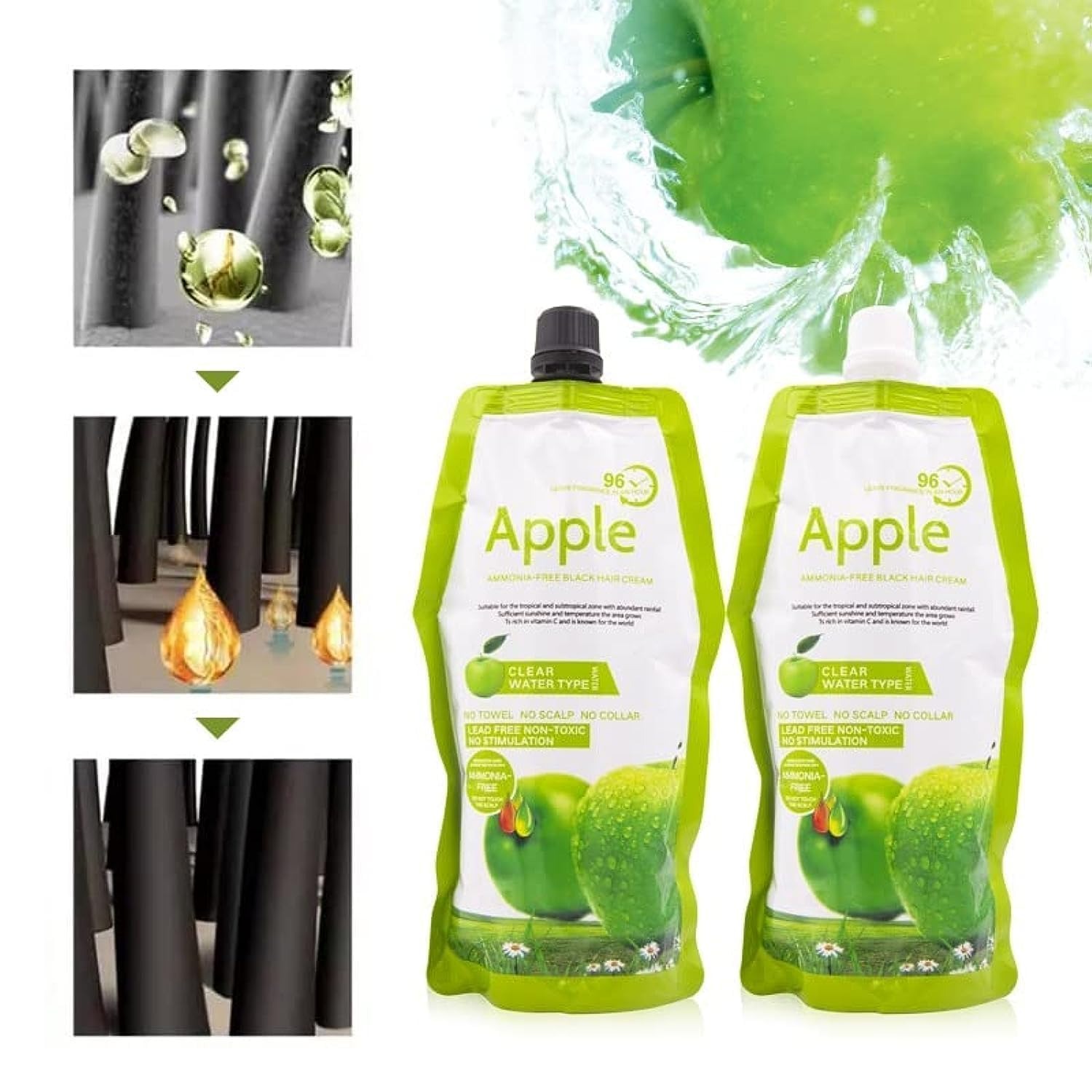 Apple Hair Color 500 ml Ammonia-Free Black Hair Color Cream – Natural-Looking Coverage with Nourishing Formula (Copy) - Black - Image 4