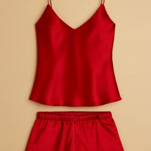 Satin Sleepwear Set Featuring A Luxe Camisole And Shorts Silky Soft, Lightweight - Free Size (Black)