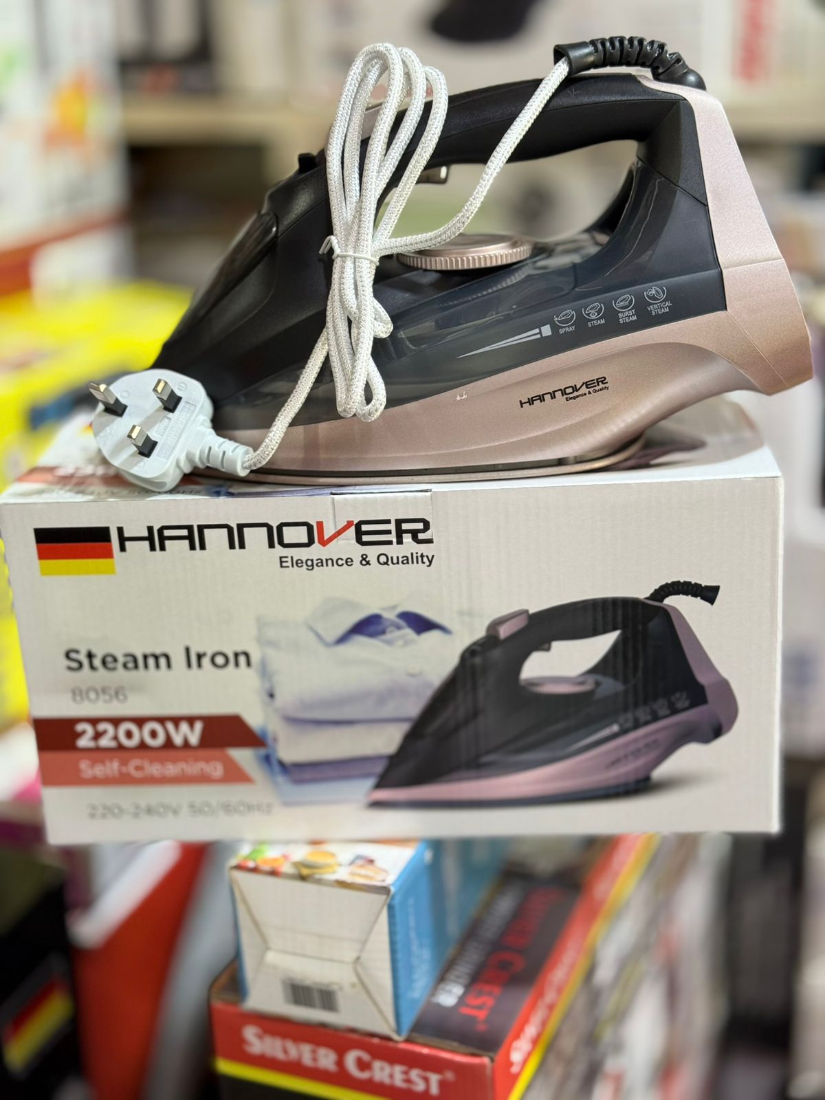 Hannover Steam Iron โ 2200W German Lot | Ceramic Soleplate, Vertical & Burst Steam, Self-Cleaning, Adjustable Temperature Control - Image 2
