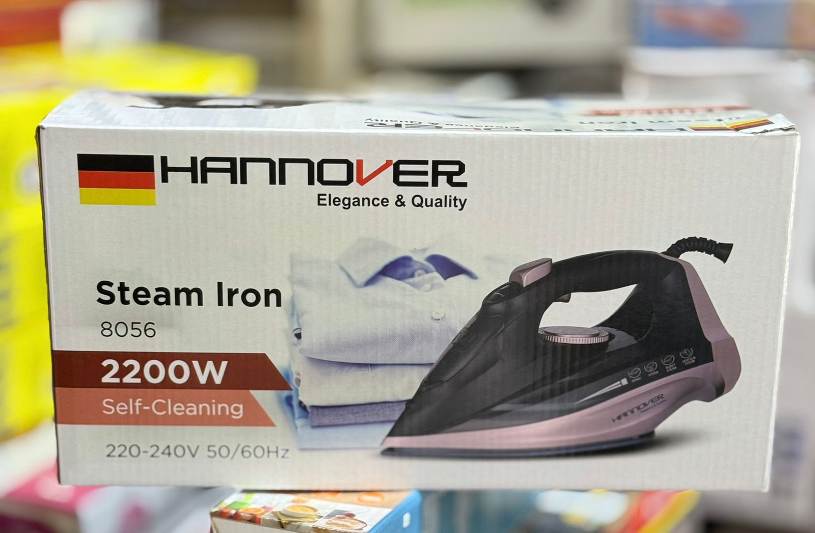 Hannover Steam Iron โ 2200W German Lot | Ceramic Soleplate, Vertical & Burst Steam, Self-Cleaning, Adjustable Temperature Control - Image 5