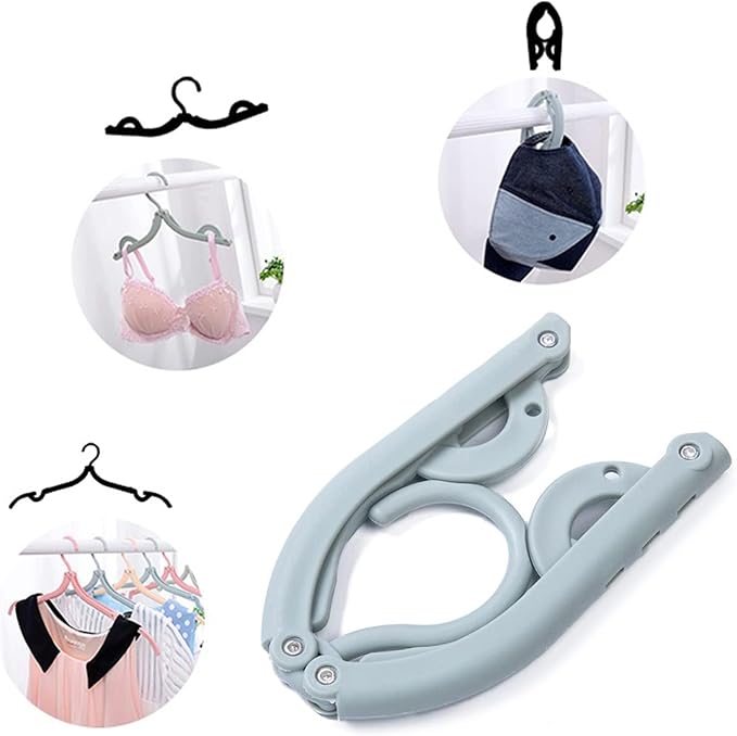 Portable Folding Clothes Hangers with Slots – Pack of 10 Durable Travel-Friendly Hangers.