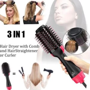 3‑in‑1 Hair Dryer with Comb, Hair Straightener & Curler for Easy Styling