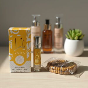 Yara Attar with Tasbeeh Gift – Alcohol-Free Fragrance 8ml Grey | Long-Lasting Islamic Perfume Oil