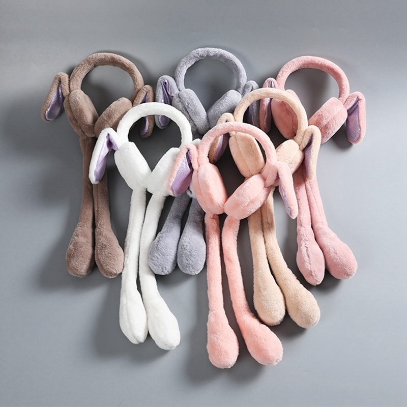 Cute Bunny Plush Ear Muff Headphone Winter Cap for Women & Girls - Image 2