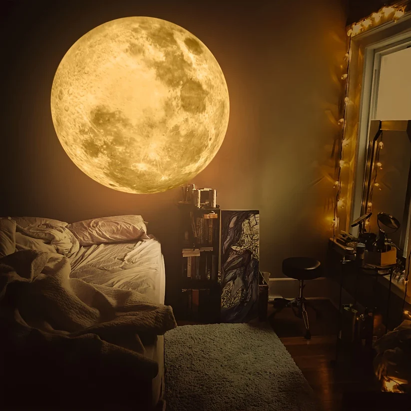 USB Power 3 Color Moon Lamp – 360° Rotatable LED Night Light for Bedroom, Wedding & Home Decoration - Image 3