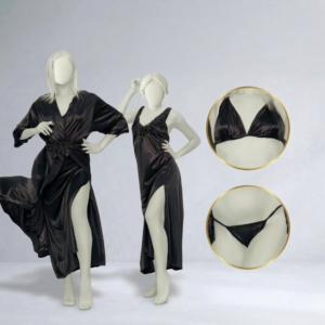 Burgundy Silk Satin 4-Piece Lingerie & Nightwear Set for Women – Luxury Soft Satin Sleepwear