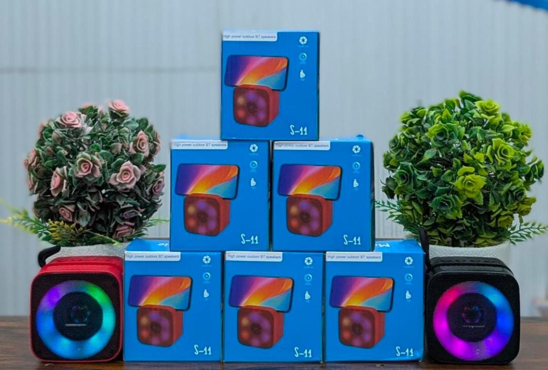 S11 Mini Portable Bluetooth Speaker with Phone Holder & RGB Lights | Wireless Speaker with Super Bass & 10-Hour Playtime | Compact Travel Speaker (Random Color)