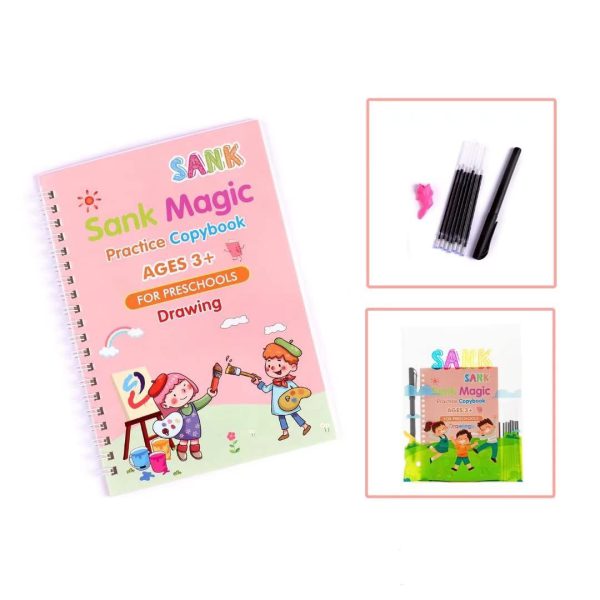 Sank Magic Practice Copybook Set – 4 Pcs Reusable Handwriting Books with Magic Ink & 10 Refills for Kids - Image 4