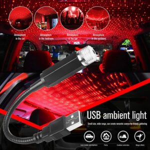 LED Car Roof Star Night Light Mini Projector | USB Galaxy Star Light for Car Interior | Romantic Ambient Lighting (Random Color)
