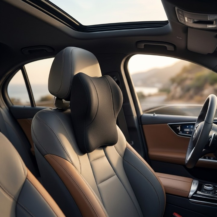 Car Neck Pillow & Lumbar Support Cushion | Memory Foam Back Rest for Seat Comfort | Ergonomic Support for Driving & Office Use