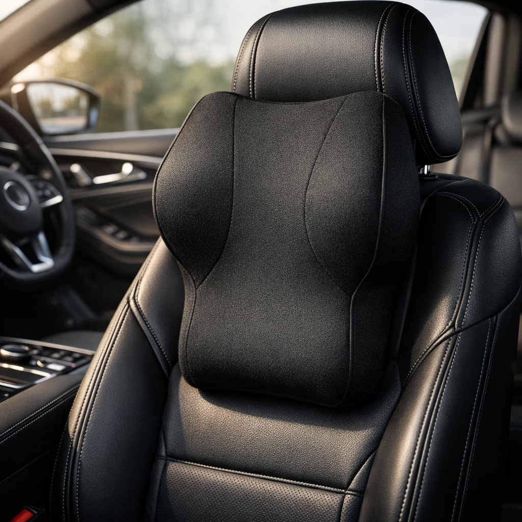 Car Neck Pillow & Lumbar Support Cushion | Memory Foam Back Rest for Seat Comfort | Ergonomic Support for Driving & Office Use - Image 5