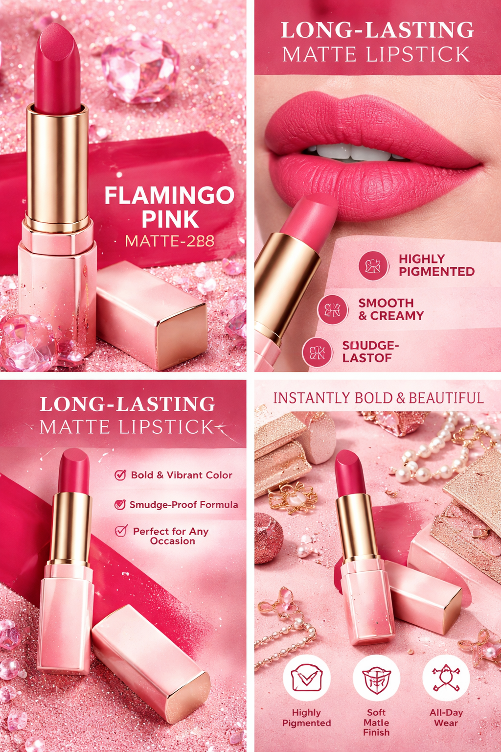 Includes matte, shimmer, duo-chrome & glitter finishes Long-lasting formula with minimal fallout Perfect for beginners & professional makeup artists - Image 2