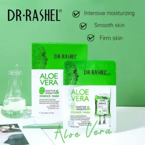Dr Rashel Aloe Vera Soothing Essence Mask | Hydrating & Refreshing Sheet Mask for Glowing Skin | Smooth Face Mask Up