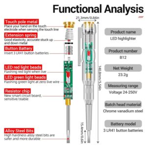 LED Test Pen Intelligent Induction Voltage Detector 24-250V – Non-Contact Electric Tester Screwdriver | Circuit Power Checker Tool
