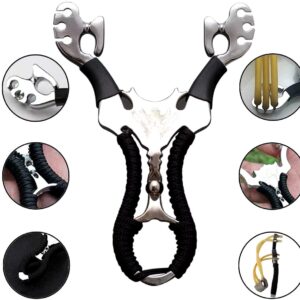 The Ultimate Slingshot Lot Imported Full Stainless Steel Body Laser Slingshot with Flat Rubber Band (Random design)