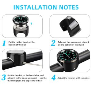 Universal Waterproof Chrome Motorcycle Handlebar Clock – Luminous Quartz Watch for Bikes | Stylish and Durable (Black)