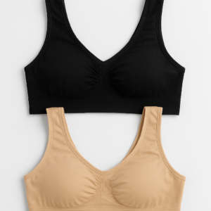 Stay comfortable and confident all day with this Women’s Lycra Sports Bra Set (Pack of 2) in classic Black & Skin colors, designed for both active and everyday use. Made from soft and stretchable Lycra fabric, these bras provide a snug yet breathable fit that adapts to your body shape.  Perfect for gym workouts, yoga sessions, walking, or daily wear, these sports bras offer light support and maximum comfort without compromising flexibility. The seamless design reduces irritation, while the elastic band ensures a secure fit throughout the day.  The breathable material helps keep you cool and dry, making it ideal for long hours of wear. With its simple and stylish design, this bra set is a must-have essential for every woman’s wardrobe.