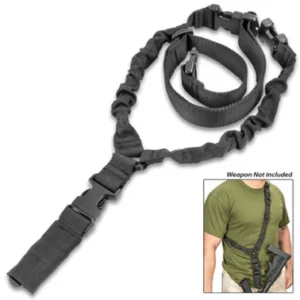 Durable Tactical Rifle Sling for Hunting & Training – Adjustable, Bungee, Quick Detach - BLACK