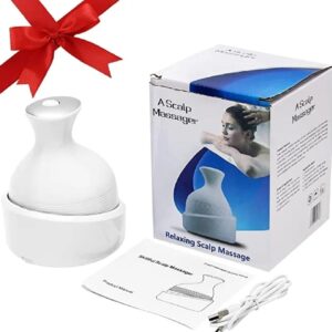 Electric Scalp Massager with 4 Kneading Nodes – Waterproof Handheld Head & Body Massager | Deep Tissue Massage for Stress Relief & Relaxation