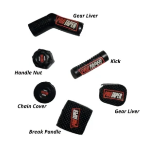 6 Piece Rubber Set for 70cc & CG 125 Motorcycles – Chain Cover, Handle Nut, Kick, Brake & Gear Lever Rubbers – Random Colors