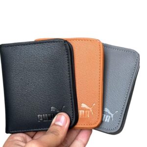 Multicolor leather wallet for men with Puma logo slim design