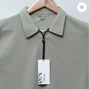men grey cotton polo t-shirt round neck casual wear