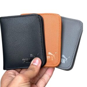 Men's Leather Wallet Black Orange Gray Puma Logo