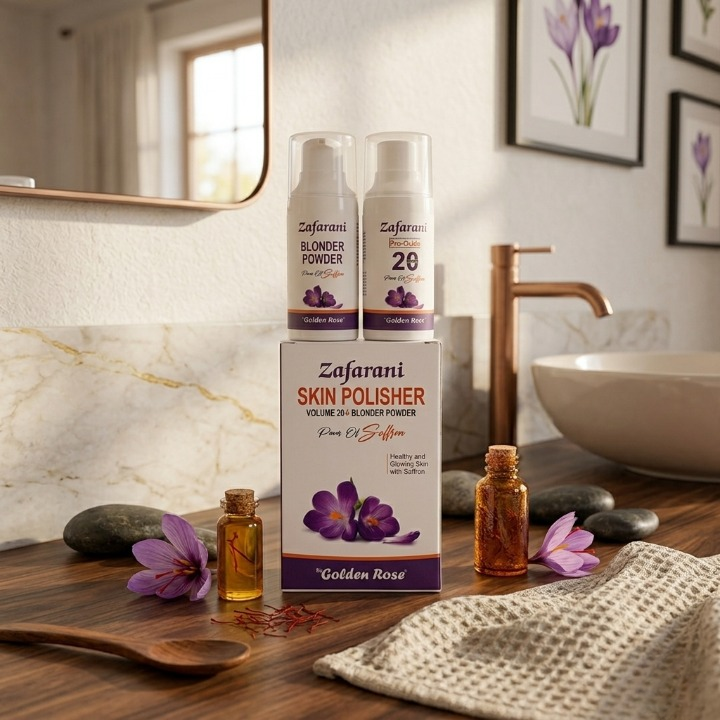 Golden Rose Zafarani Blonder Powder 30g & Skin Polisher 50ml – Saffron Whitening & Skin Brightening Kit | Made in Pakistan - Image 2