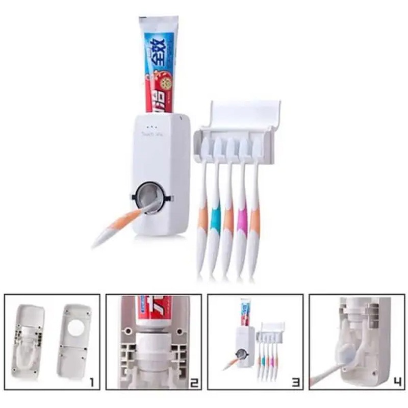 Automatic Toothpaste Dispenser with Toothbrush Holder – Easy-to-Use Bathroom Accessory for Kids & Adults - Image 2