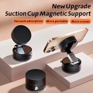 Vacuum Magnetic Suction Cup Folding Swivel Stand – Double-Sided Universal Mobile Phone Holder